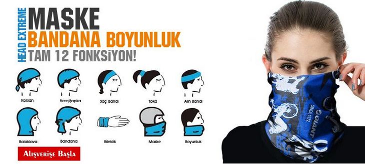 Head Extreme Maske Bandana Fular: Tam 12 Fonksiyon birarada!