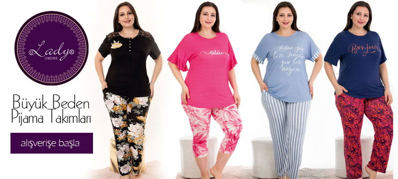 Büyük Beden Pijama Gecelik - Lady 2019 Koleksiyonu