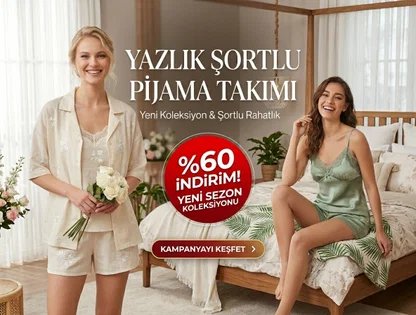 Yazlık şortlu pijama takımlarında %60 indirim