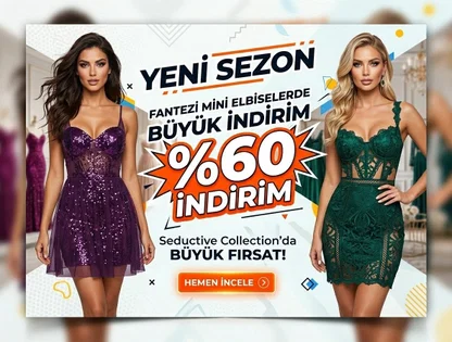 Yeni sezon fantezi mini elbise indirimleri