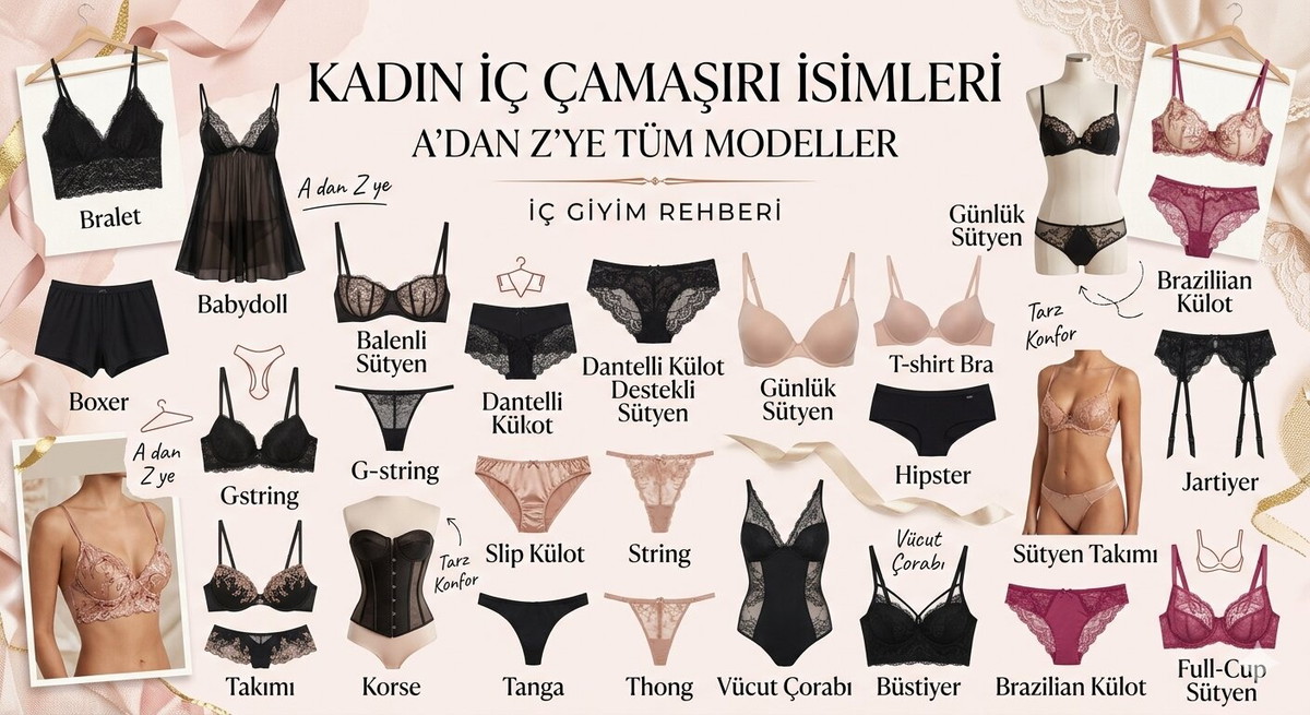 Kadın İç Çamaşırı İsimleri: A'dan Z'ye Tüm Modeller