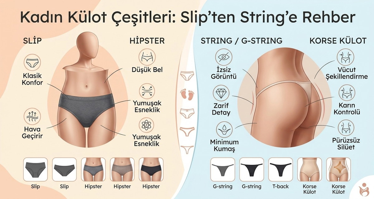 Kadın Külot Çeşitleri: Slip'ten String'e Rehber
