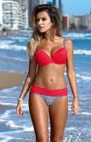 Angelsin Kırmızı Desenli Bikini Alt Çok Renkli