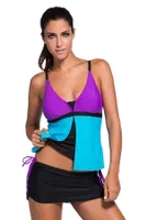 Angelsin Şık Renkli Tankini Etekli Bikini Takım görsel 4