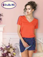 Doremi Spotted Coral Şortlu Takım Mercan