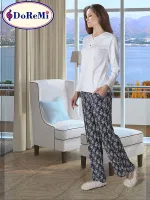 DoReMi White-Black Bayan Pijama Takımı Beyaz görsel 5