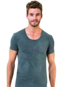 Erkek Melanj Açık Yaka Bisiklet Öztaş A1097 Gri