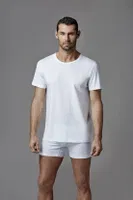 Erkek Penye O Yaka Kısa Kol 2 Li T-Shirt Dagi D1160 Beyaz