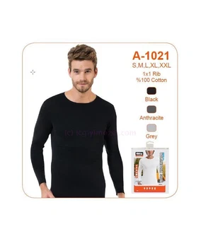 Öztaş Erkek Siyah Ribana Uzunkol Sıfır Yaka Öztaş A1021 - Alternatif Görünüm