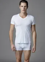 Eros ERS039 Erkek V Yaka 2li Kısa Kol T-Shirt Beyaz