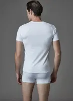 Eros ERS039 Erkek V Yaka 2li Kısa Kol T-Shirt Beyaz detay görünüm