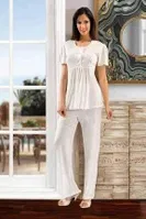 Fantazi 3 lü Pijama Takım XSES 4001 Ekru detay görünüm
