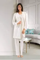 Fantazi 3 lü Pijama Takım XSES 4001 Ekru