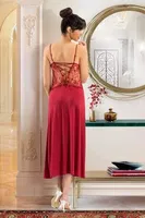 Fantazi Gecelik Sabahlık 6 lı Takım XSES 3005 Bordo görsel 4