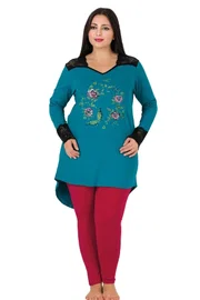 Lady Büyük Beden Uzun Kollu Taytlı Pijama Takım 159