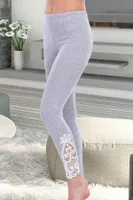 Lady Paça Kenarları Güpürlü Penye Uzun Bayan Tayt 8134 Görsel