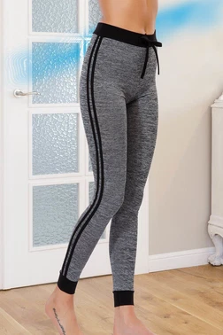 Lady Lady Siyah Kuşaklı Kırçıllı Penye Bayan Tayt 8165