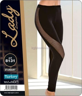 Lady Lady Yanları Tül Detaylı Penye Bayan Tayt 8131 - Alternatif Görünüm