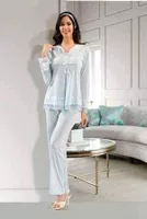 Lohusa 3 lü Pijama Takım XSES 2190 Mavi görsel 5