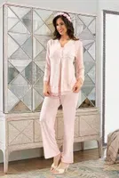 Lohusa 3 lü Pijama Takım XSES 2190 Pudra farklı açı