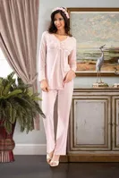 Lohusa Pijama Takım XSES 2340 Pudra detay görünüm