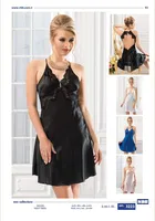 Kadın Saten Sırt Dekolteli Dantel Detaylı Kısa Gecelik NBB 3223 Siyah görsel 8