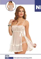 NBB Dantelli Gecelik String Set 2774 Krem farklı açı