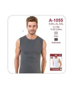 Öztaş Erkek Ribana Kolsuz Sıfır Yaka A1055 Antrasit farklı açı