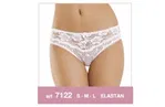 Pamuk Elastan Dantelli Bikini Erdem 7122 Beyaz görsel 4