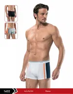 Pamuk Elastan Dubble Line Erkek Boxer Erdem 1432 Beyaz görsel 4