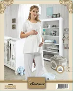 Penye Hamile Pijama Sistina 1606 Ekru detay görünüm