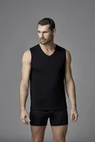 Penye V Yaka Kolsuz 2 Li T-Shirt Dagi D1070 Siyah detay görünüm