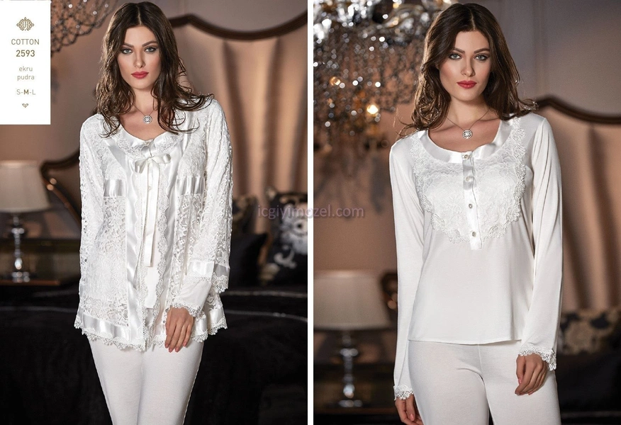 Saten 3'lü Pijama Takım Jeremi 2593