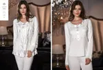 Saten 3'lü Pijama Takım Jeremi 2593 Ekru