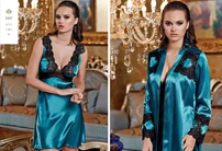 Jeremi Saten Gecelik Sabahlık Takım Jeremi 2507