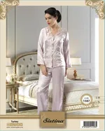 Saten Pijama Sistina 1587 Pudra detay görünüm