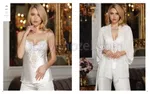 Saten Şifon Dantelli Üçlü Pijama Takım Jeremi 2871 Ekru