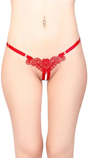 Vixson Beyaz Boncuklu Kırmızı Seksi G-String