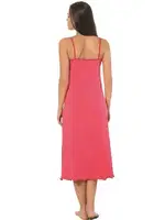 Akbeniz Bayan İp Askılı Uzun Gecelik 902 Fuşya detay görünüm