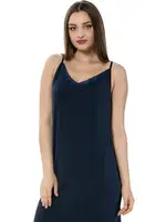 Akbeniz Bayan İp Askılı Uzun Lacivert Gecelik 911 Lacivert farklı açı