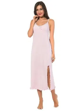 Akbeniz Akbeniz Bayan İp Askılı Uzun Pembe Gecelik 900