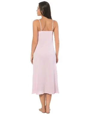 Akbeniz Akbeniz Bayan İp Askılı Uzun Pembe Gecelik 900 - Alternatif Görünüm