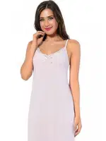 Akbeniz Bayan İp Askılı Uzun Pembe Gecelik 900 Pembe farklı açı