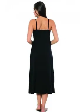 Akbeniz Akbeniz Bayan İp Askılı Uzun Siyah Gecelik 901 - Alternatif Görünüm