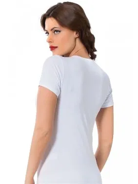 Akbeniz Akbeniz Bayan Kısa Kol Beyaz Body 232 - Alternatif Görünüm