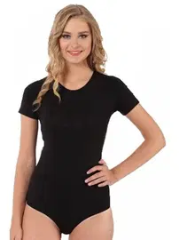 Akbeniz Akbeniz Bayan Kısa Kol Çıtçıtlı Siyah Body 242