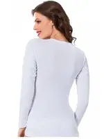 Akbeniz Bayan Uzun Kol Beyaz Body 250 Beyaz detay görünüm