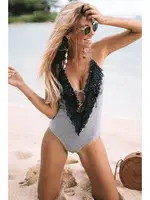 Angelsin 3181 Dantel İşlemeli Siyah Beyaz Mayo görsel 4