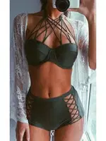 Angelsin Haki Yeşil Yüksek Bel Bikini Takım Yeşil