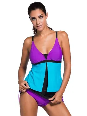 Angelsin Angelsin Şık Renkli Tankini Etekli Bikini Takım